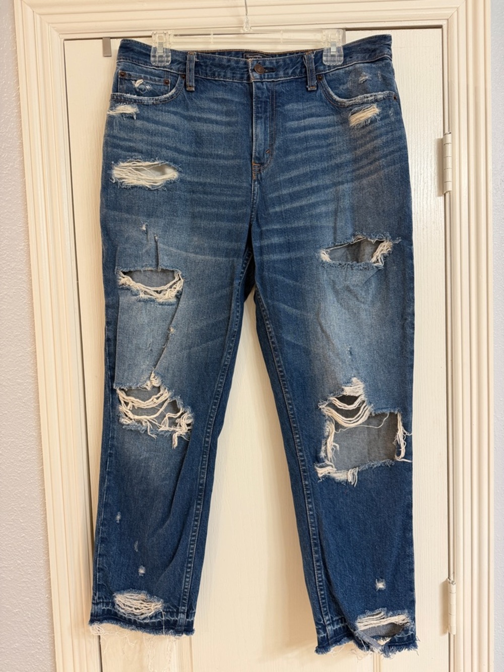 Abercrombie & Fitch Distressed Blue Boyfriend Jeans